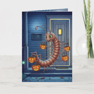 ハロウィンのムカデのトリック・オア・トリート カード