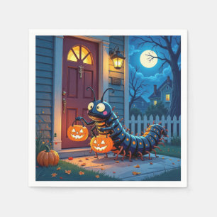 ハロウィンのムカデのトリック・オア・トリート スタンダードカクテルナプキン