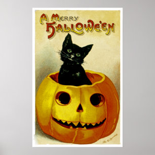 ハロウィンのメリーな子ネコ ポスター