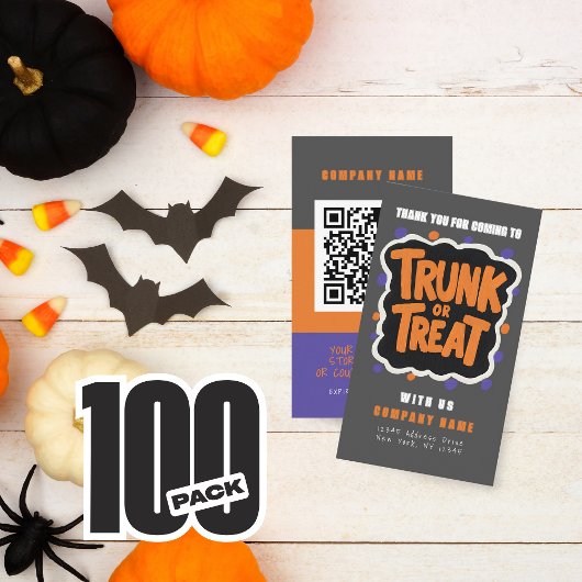 ハロウィンのモダン名刺のトランクまたは処理 名刺