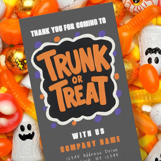 ハロウィンのモダン名刺のトランクまたは処理 名刺