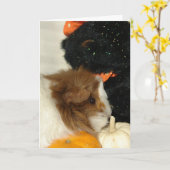 ハロウィンのモルモット カード (黄色い花)