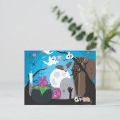 ハロウィンのモンスターシーン ポストカード (スタンド正面)