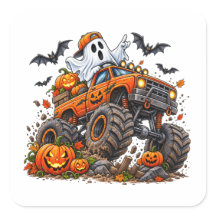 ハロウィンのモンスタートラック パンプキンゴーストドライバー 楽しい