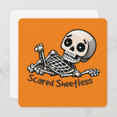 ハロウィンのユーモア 怖くてシーツもろとも シーズンカード (正面/裏面)