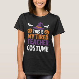ハロウィンのユーモラスな疲れた先生のコスチューム Tシャツ