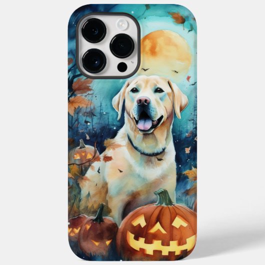 ハロウィンのラブラドールとカボチャの怖いデザイン Case-Mate iPhoneケース (裏面)