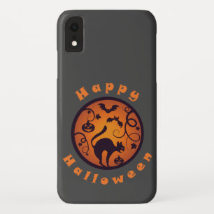ハロウィンのランタン 黒猫 クモ およびコウモリ iPhone XRケース