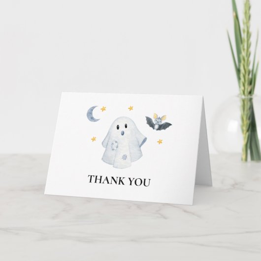 ハロウィンのリトルブー ベビーシャワー お礼 カード (正面)