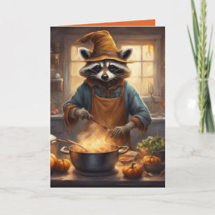 ハロウィンのレシピが楽しいアライグマのデザイン カード