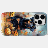 ハロウィンのロットワイラーとカボチャの怖いデザイン Case-Mate iPhoneケース (裏面 (横))