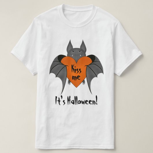 ハロウィンのロマンチックでおもしろいなこうもり Tシャツ (デザイン正面)