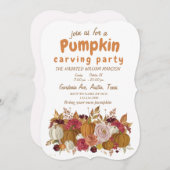 ハロウィンのワイルドフラワーパンプキンピッキングチーム 招待状 (正面/裏面)