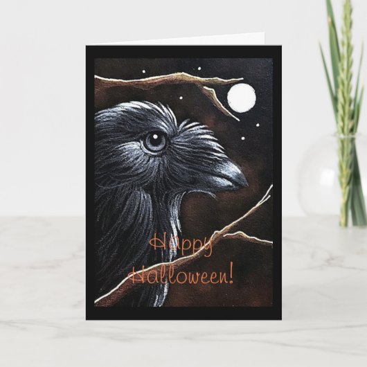 ハロウィンのワタリガラスのカラス及び満月カード カード (正面)