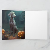 ハロウィンのヴァイマラナーとカボチャの怖いデザイン カード (内部)