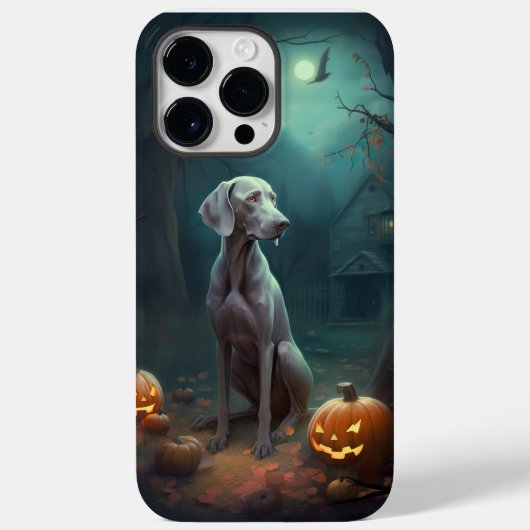 ハロウィンのヴァイマラナーとカボチャの怖いデザイン Case-Mate iPhoneケース (裏面)