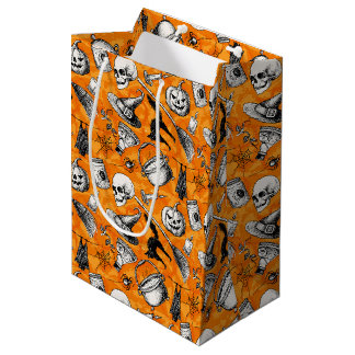ハロウィンのヴィンテージのトリックまたは御馳走バッグ ミディアムペーパーバッグ