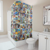 ハロウィンのヴィンテージの郵便はがき シャワーカーテン (インサイチュ)