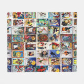 ハロウィンのヴィンテージの郵便はがき フリースブランケット (正面(横))