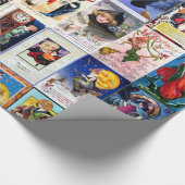 ハロウィンのヴィンテージの郵便はがき ラッピングペーパー (角)