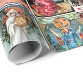 ハロウィンのヴィンテージの郵便はがき ラッピングペーパー (ロールコーナー)