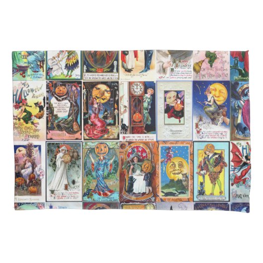 ハロウィンのヴィンテージの郵便はがき 枕カバー (正面左)