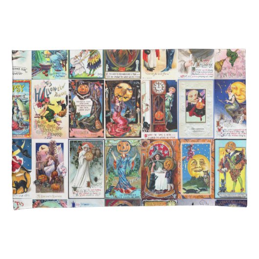 ハロウィンのヴィンテージの郵便はがき 枕カバー (正面右)