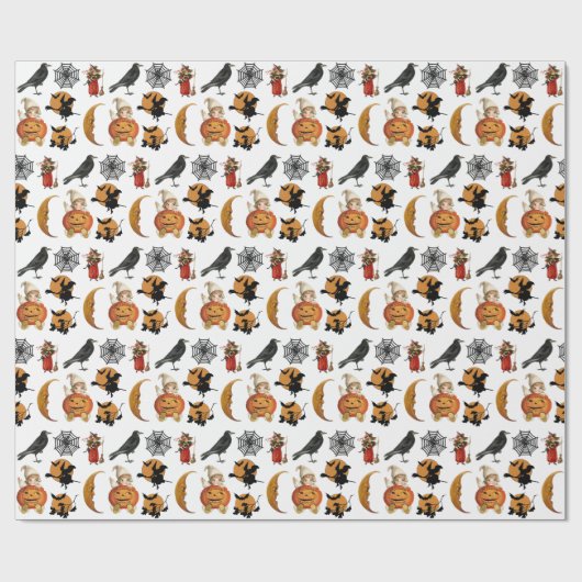 ハロウィンのヴィンテージ柄の紙でクラフトやギフトを飾ろう ラッピングペーパー (フラット)