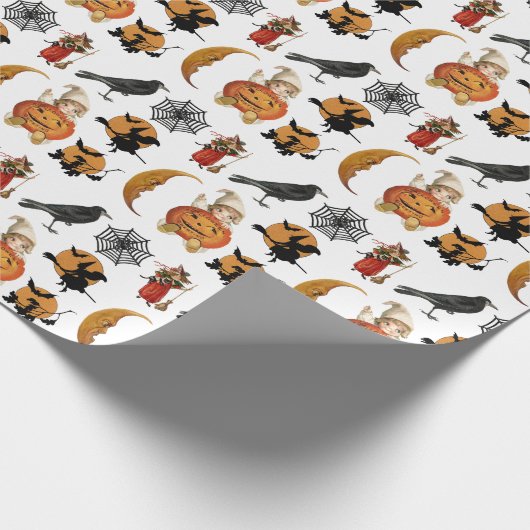 ハロウィンのヴィンテージ柄の紙でクラフトやギフトを飾ろう ラッピングペーパー (角)