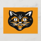 ハロウィンのヴィンテージ猫の顔 ポストカード (正面)