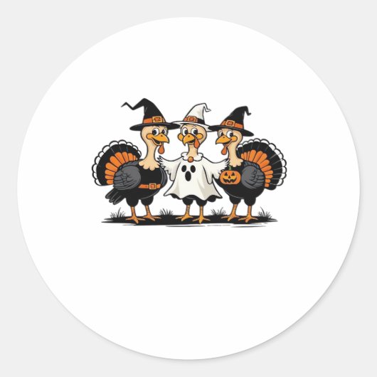 ハロウィンの七面鳥のブー、感謝祭の七面鳥、ホラー ラウンドシール (正面)