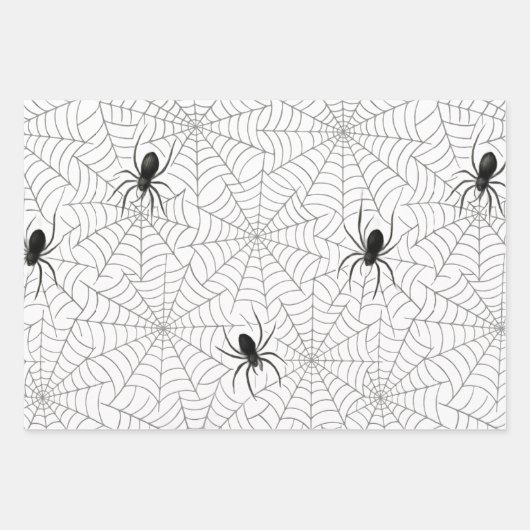 ハロウィンの不気味なクモの巣 ラッピングペーパーシート (正面3)