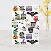 ハロウィンの不気味なフクロウのコレクション カード (黄色い花)