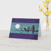 ハロウィンの不気味なフクロウ カード (黄色い花)