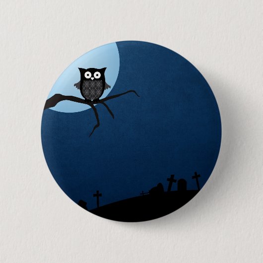 ハロウィンの不気味なフクロウ 缶バッジ (正面)