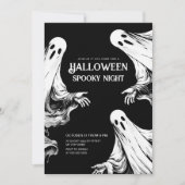 ハロウィンの不気味な夜のパーティーに2体のゴーストが参加 招待状 (正面)