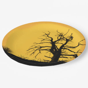 ハロウィンの不気味な月の紙皿 ペーパープレート