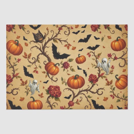 ハロウィンの中世フランス柄 薄葉紙 (正面)