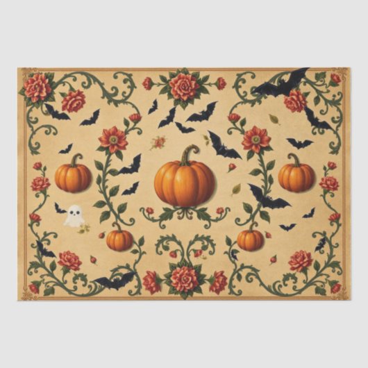 ハロウィンの中世フランス柄 薄葉紙 (正面)