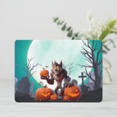 ハロウィンの人狼とかぼちゃ 招待状 (スタンド正面)