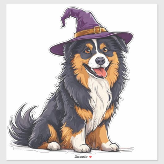 ハロウィンの仔犬のコスチューム かわいい魔女スタイルの犬 シール (シート)