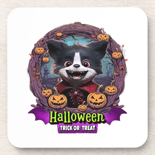 ハロウィンの仔犬のコスチューム コースター (正面)