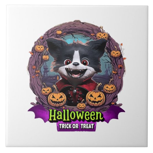 ハロウィンの仔犬のコスチューム タイル (正面)