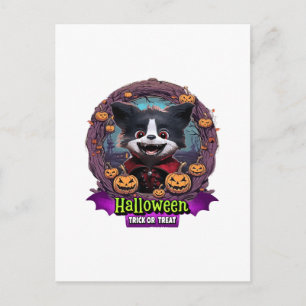 ハロウィンの仔犬のコスチューム ポストカード