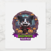 ハロウィンの仔犬のコスチューム ワインラベル (シングルラベル)