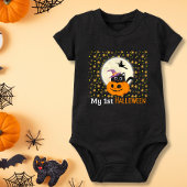 ハロウィンの仮装カボチャと黒猫かわいい ベビーボディスーツ