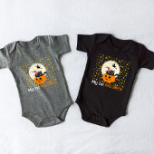 ハロウィンの仮装カボチャと黒猫かわいい ベビーボディスーツ