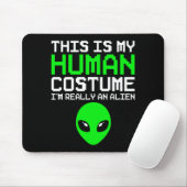 ハロウィンの仮装 人間だと思ったら宇宙人 面白い マウスパッド (マウス)