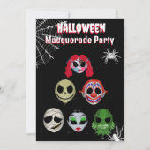 ハロウィンの仮面パーティーの変装・仮装 招待状 (正面)