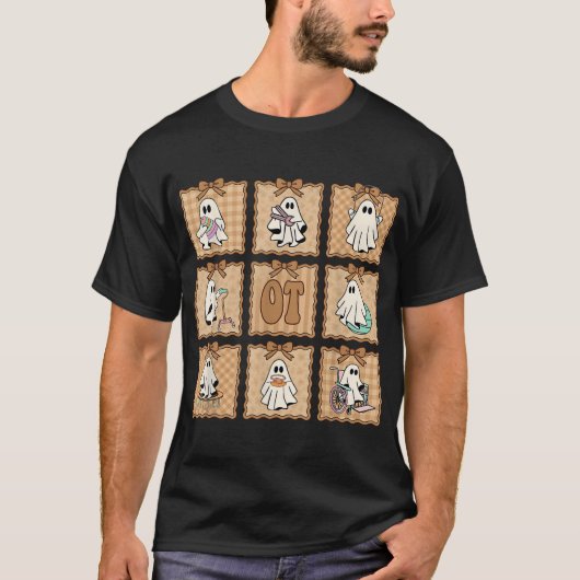 ハロウィンの作業療法ゴーストの不気味なデザイン Tシャツ (正面)